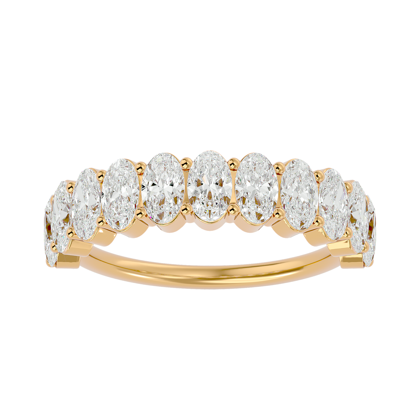 Oval Half Eternity Moissanite Ring 9k/10k/14k/18K White Gold, Yellow Gold or Rose Gold
