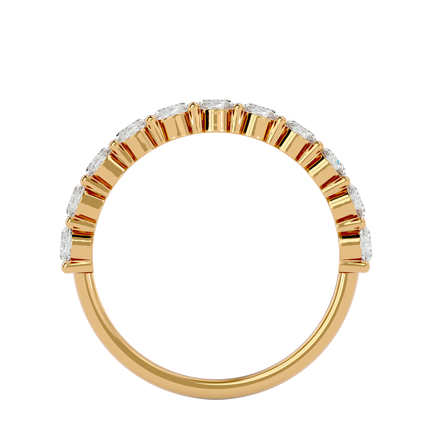 Oval Half Eternity Moissanite Ring 9k/10k/14k/18K White Gold, Yellow Gold or Rose Gold