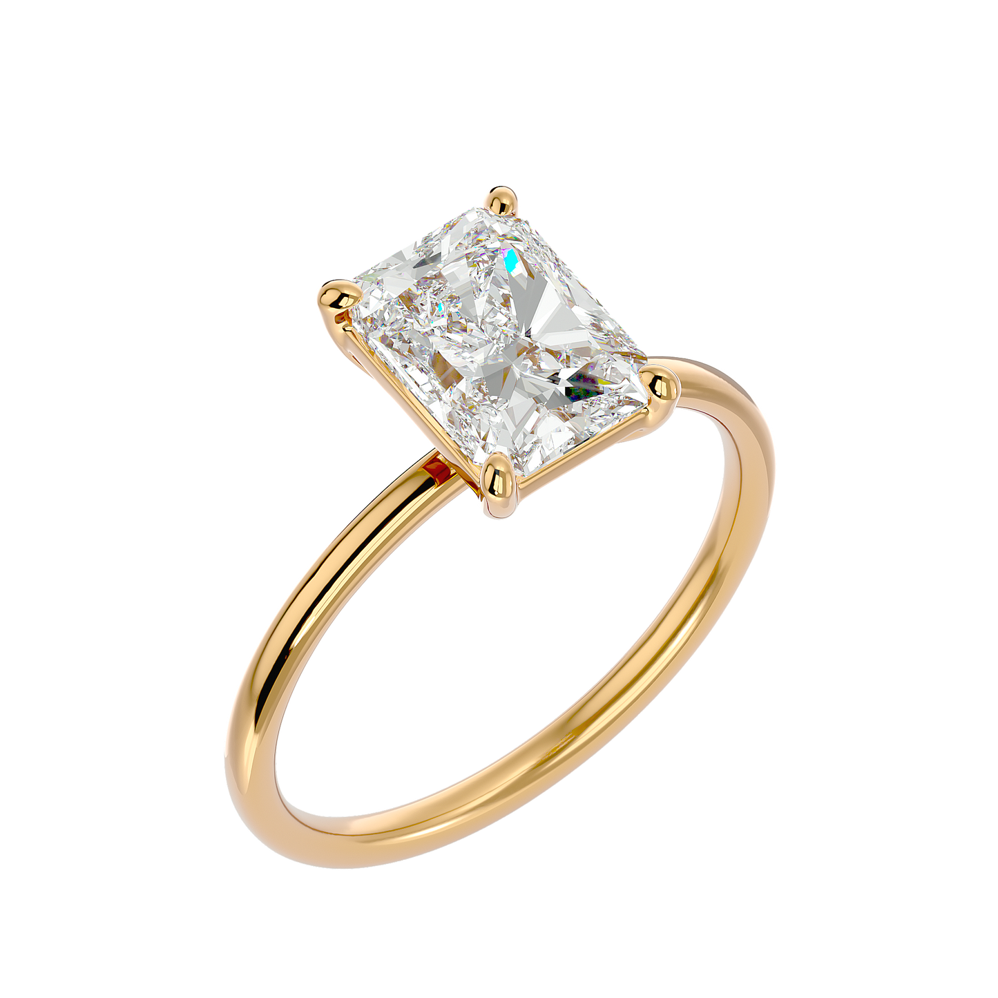 Radiant Cut Moissanite Ring with 1 to 3 carats in 9k/10k/14k/18K White Gold, Yellow Gold or Rose Gold