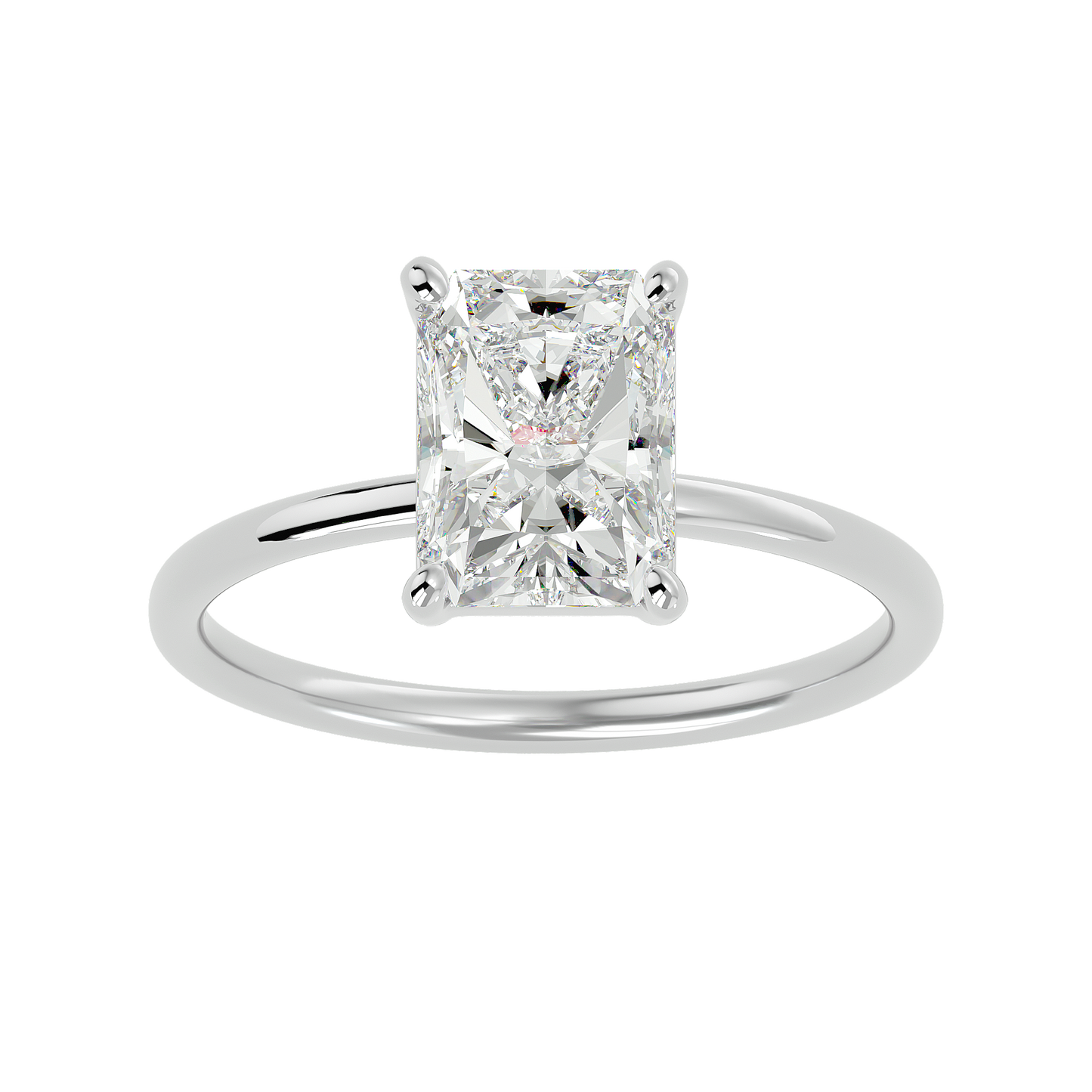 Radiant Cut Moissanite Ring with 1 to 3 carats in 9k/10k/14k/18K White Gold, Yellow Gold or Rose Gold