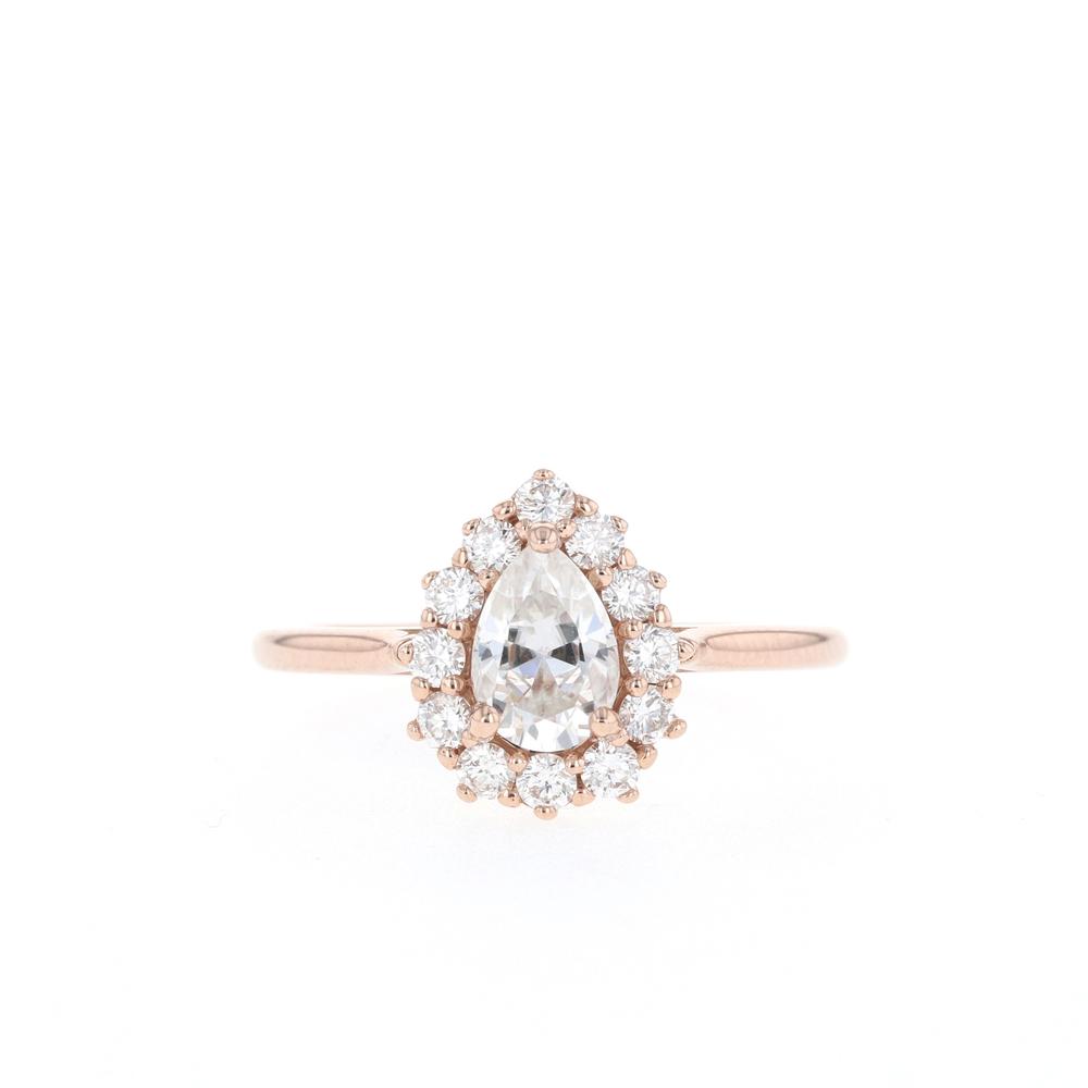 Pear Cut Moissanite Ring with 1 to 3 carats in 9k/10k/14k/18K White Gold, Yellow Gold or Rose Gold