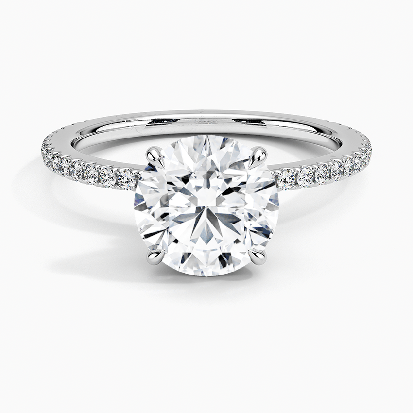 Round Cut Moissanite 4 Prong Ring with 1 to 3 carats in 9k/10k/14k/18K White Gold, Yellow Gold or Rose Gold
