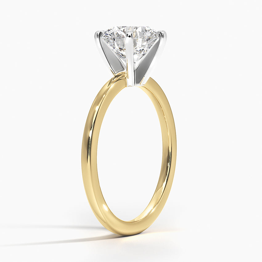 Round Cut Moissanite 6 Prong Ring with 1 to 3 carats in 9k/10k/14k/18K White Gold, Yellow Gold or Rose Gold