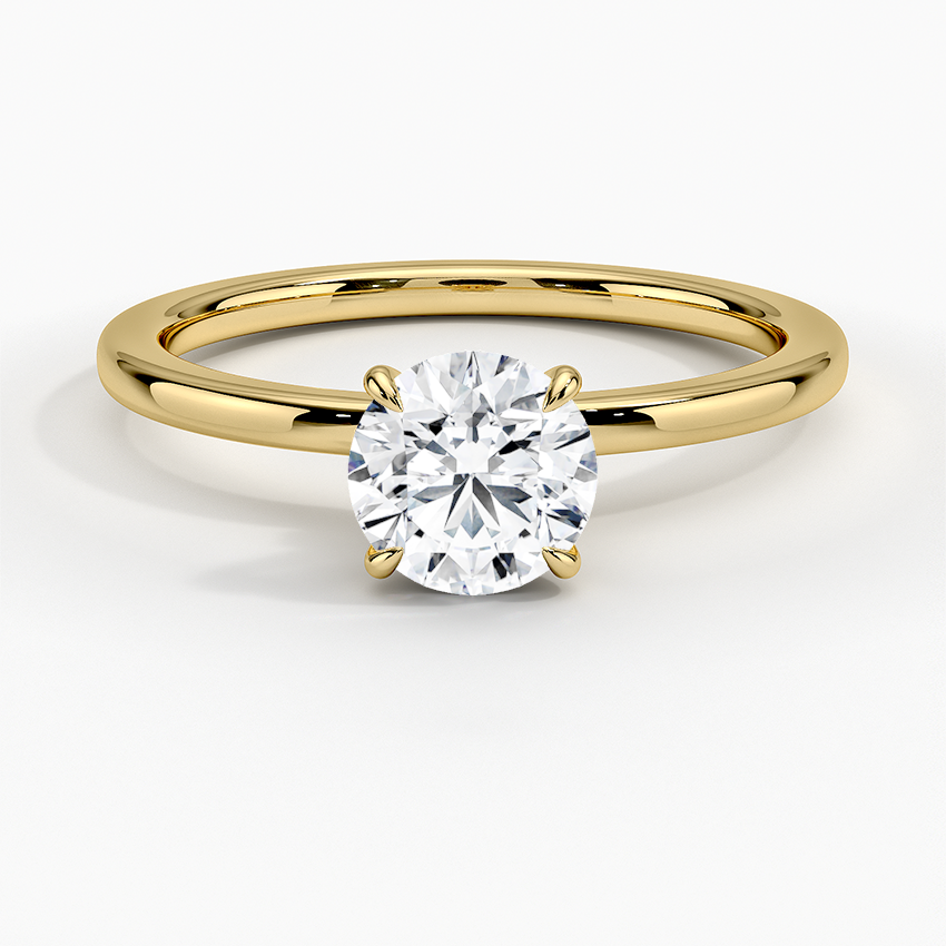 Round Cut Moissanite 4 Prong Ring with 1 to 3 carats in 9k/10k/14k/18K White Gold, Yellow Gold or Rose Gold