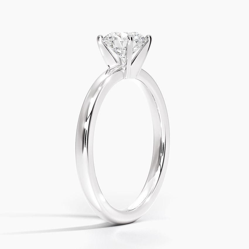 Round Cut Moissanite 4 Prong Petite Comfort Fit Ring with 1 to 3 carats in 9k/10k/14k/18K White Gold, Yellow Gold or Rose Gold