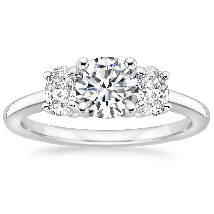 Round Cut Moissanite Three Stone Ring with 1 to 3 carats in 9k/10k/14k/18K White Gold, Yellow Gold or Rose Gold