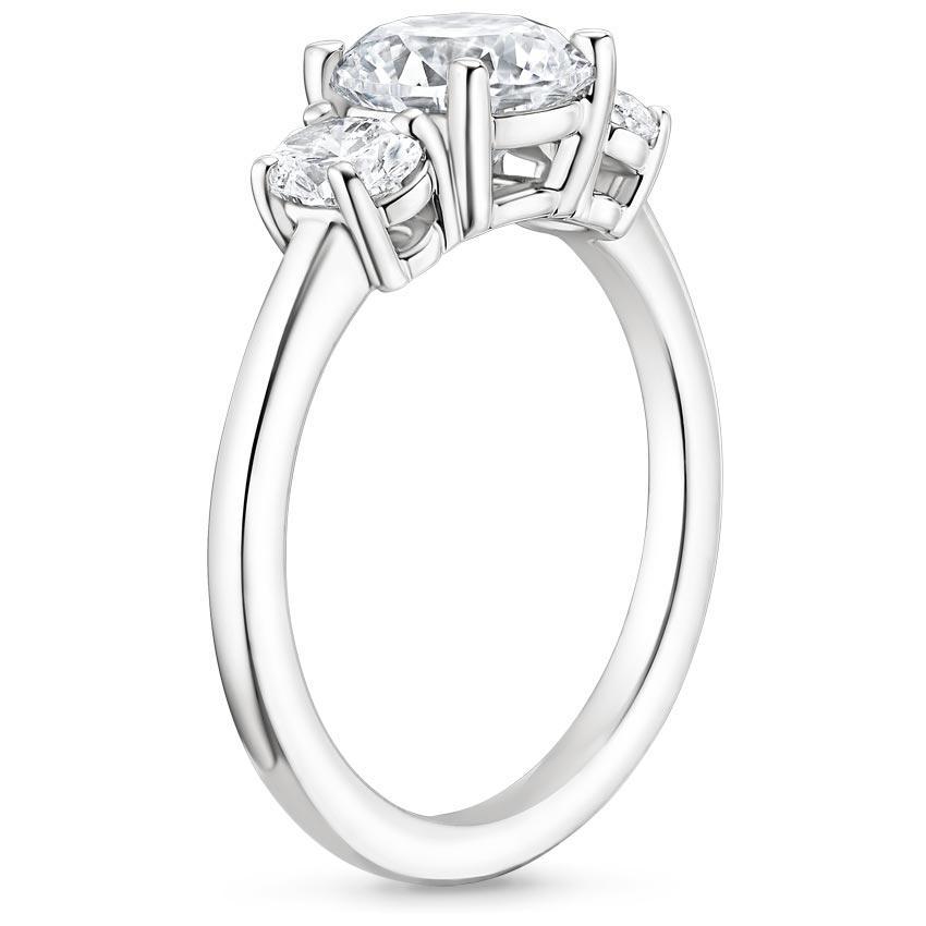 Round Cut Moissanite Three Stone Ring with 1 to 3 carats in 9k/10k/14k/18K White Gold, Yellow Gold or Rose Gold