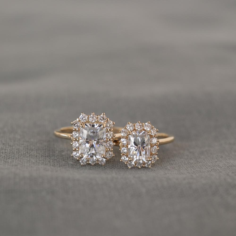 Emeralds Cut Moissanite Ring in 9k/10k/14k/18K White Gold, Yellow Gold or Rose Gold