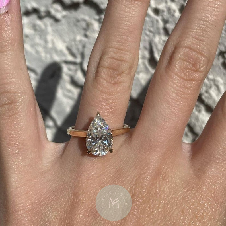 4ct Pear Moissanite Engagement Ring