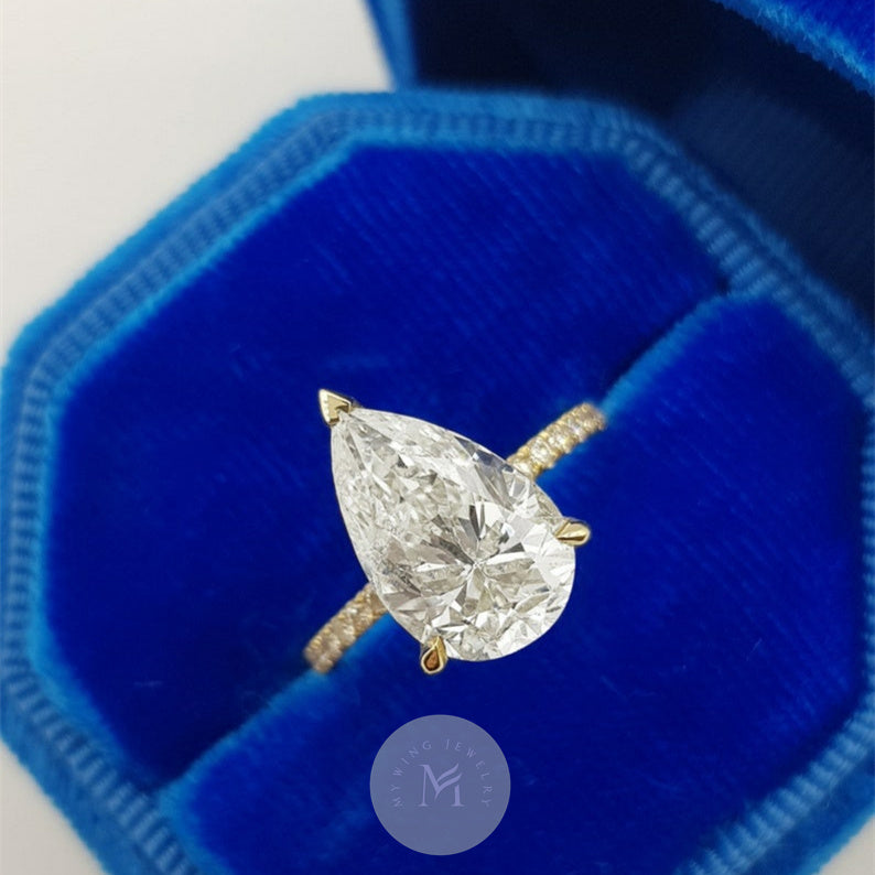 3ct Pear Moissanite Engagement Ring