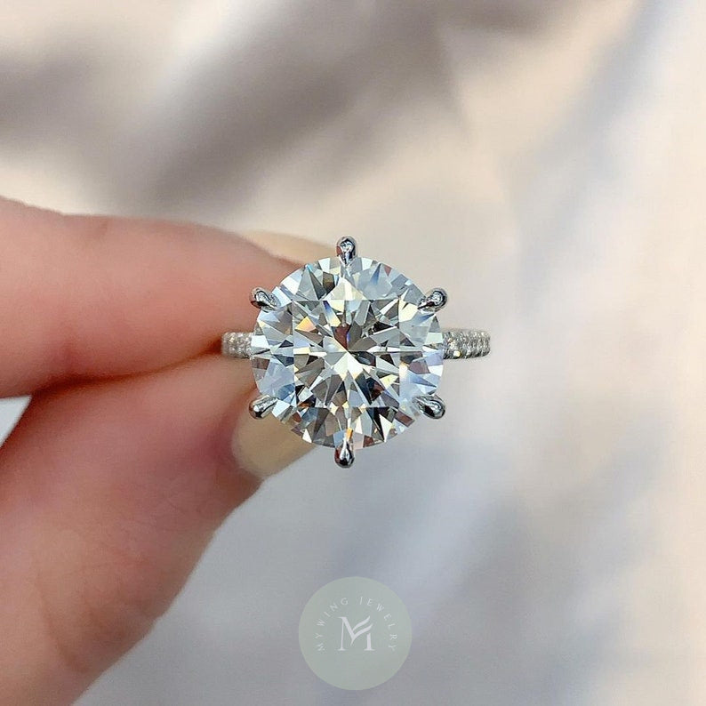 5.5ct Round Moissanite Engagement Ring