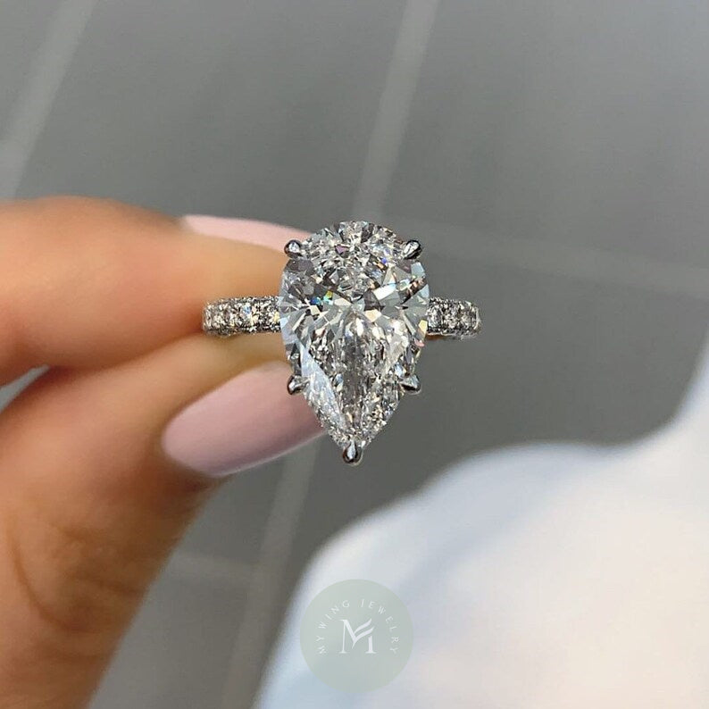 4ct Pear Moissanite Engagement Ring