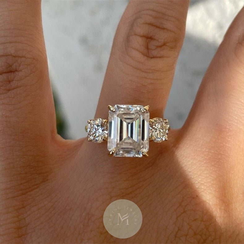 5ct Emerald Moissanite Engagement Ring