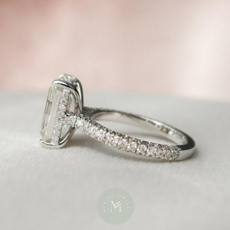 4ct Emerald Moissanite Engagement Ring