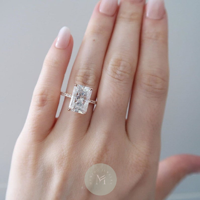 5ct Radiant Moissanite Engagement Ring