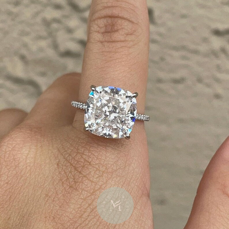 8ct Cushion Moissanite Engagement Ring