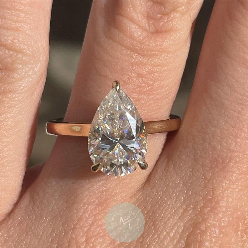 4ct Pear Moissanite Engagement Ring