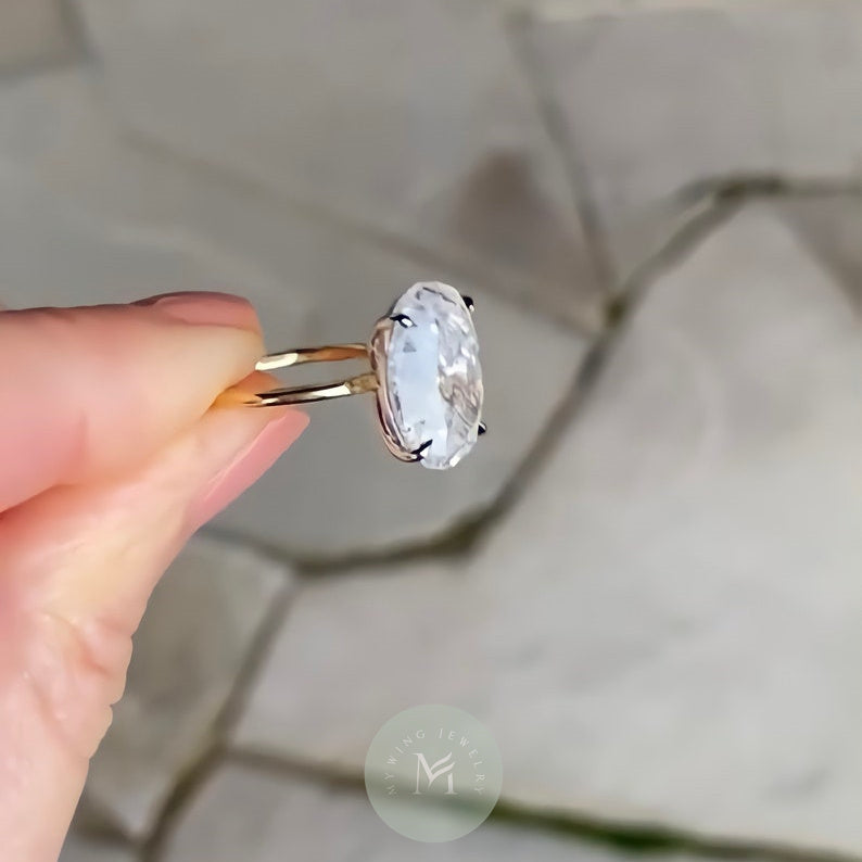 8ct Oval Moissanite Engagement Ring