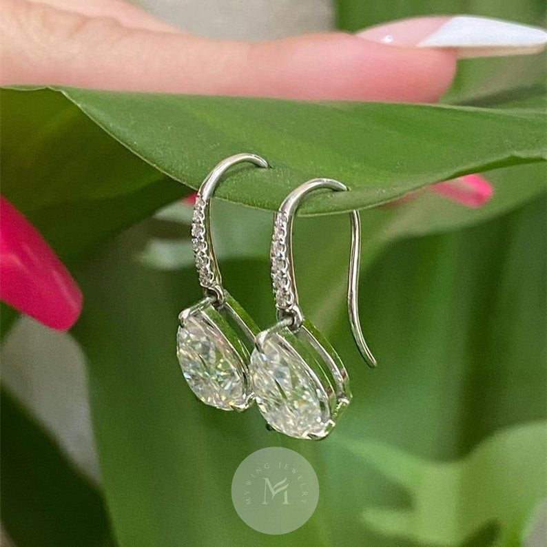 6ct Pear Moissanite Earrings
