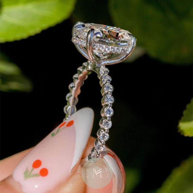 3ct Oval Moissanite Haiden Halo Design Engagement Ring