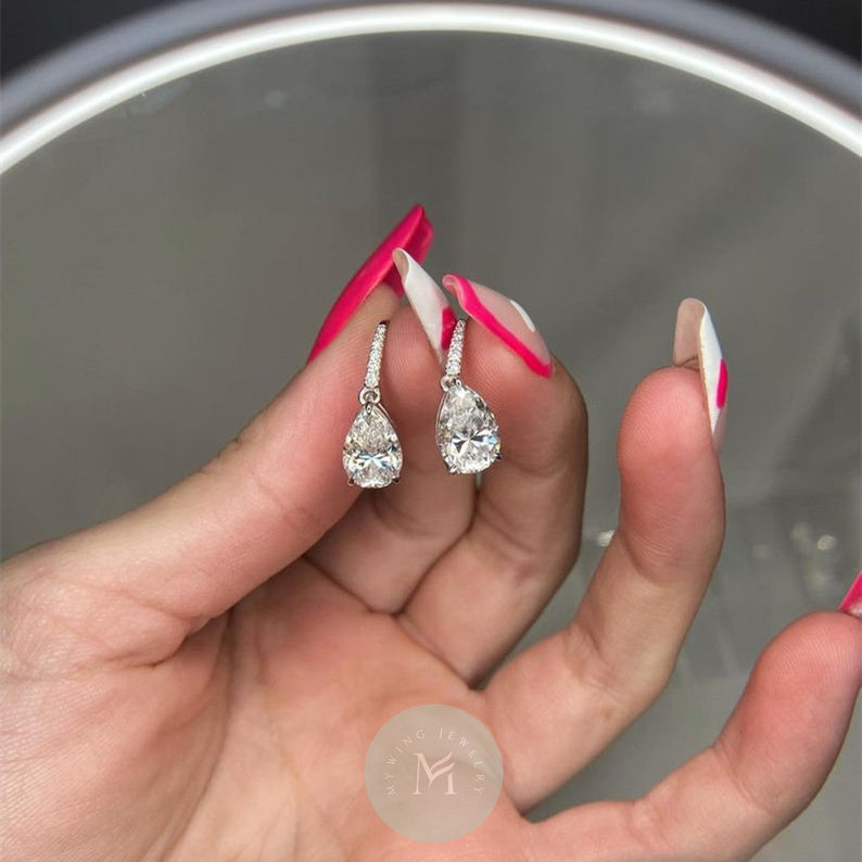 6ct Pear Moissanite Earrings