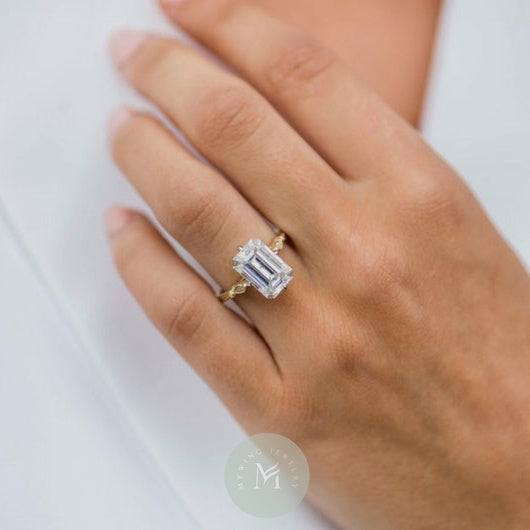 5ct Emerald Moissanite Engagement Ring