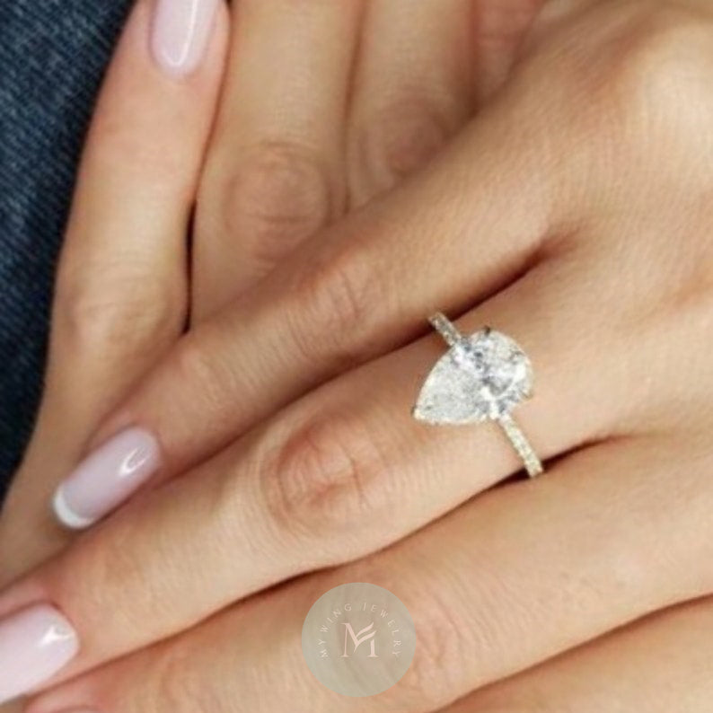3ct Pear Moissanite Engagement Ring