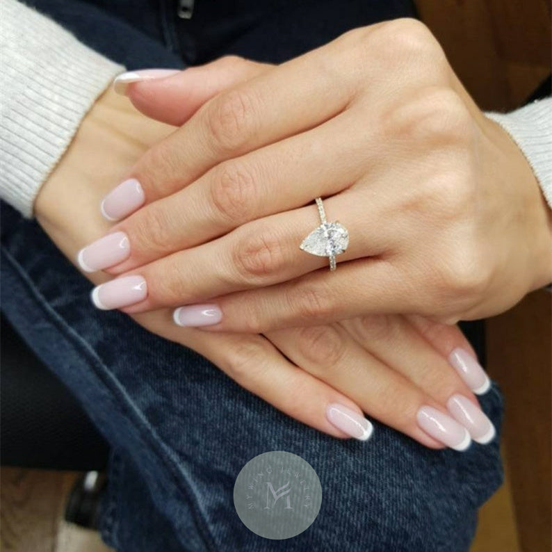 3ct Pear Moissanite Engagement Ring