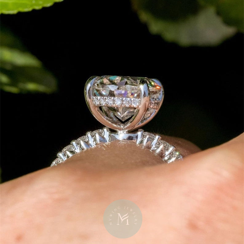 3ct Oval Moissanite Haiden Halo Design Engagement Ring