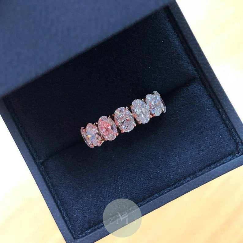 7.5ct (0.5ct Each) Oval Moissanite Engagement Ring