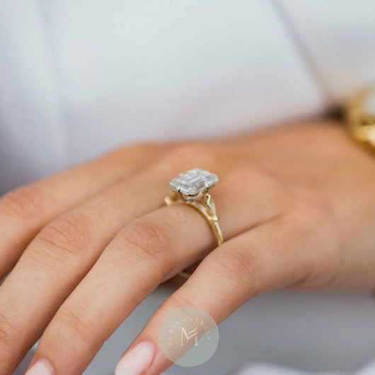 5ct Emerald Moissanite Engagement Ring