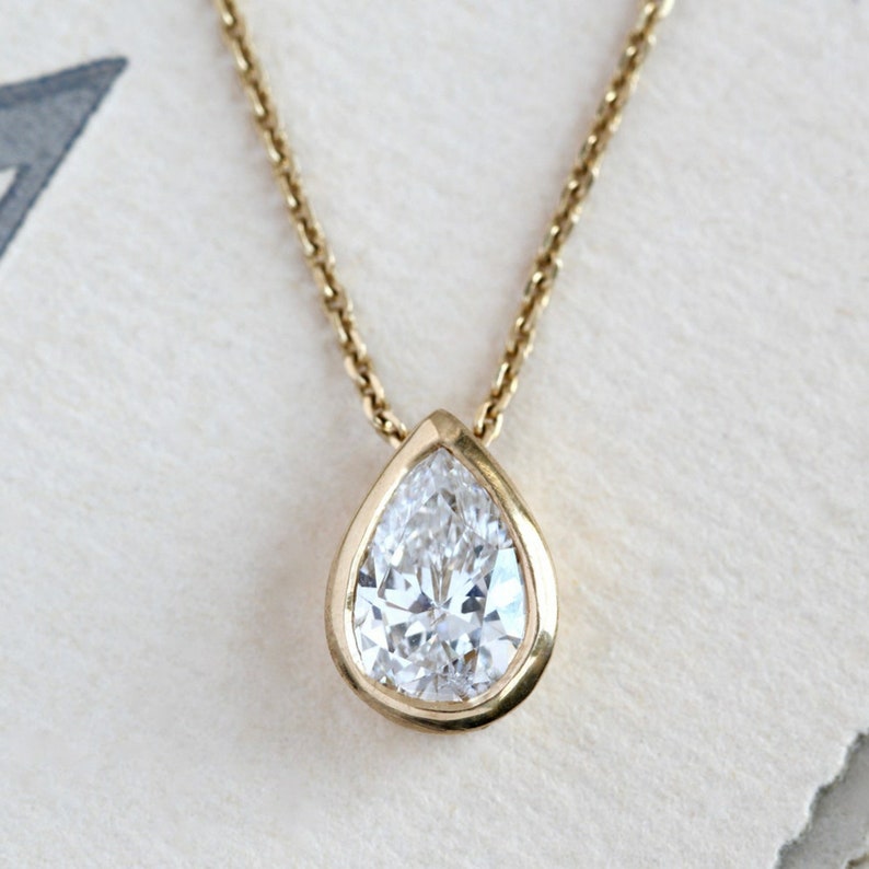 0.5ct Pear Moissanite Necklace