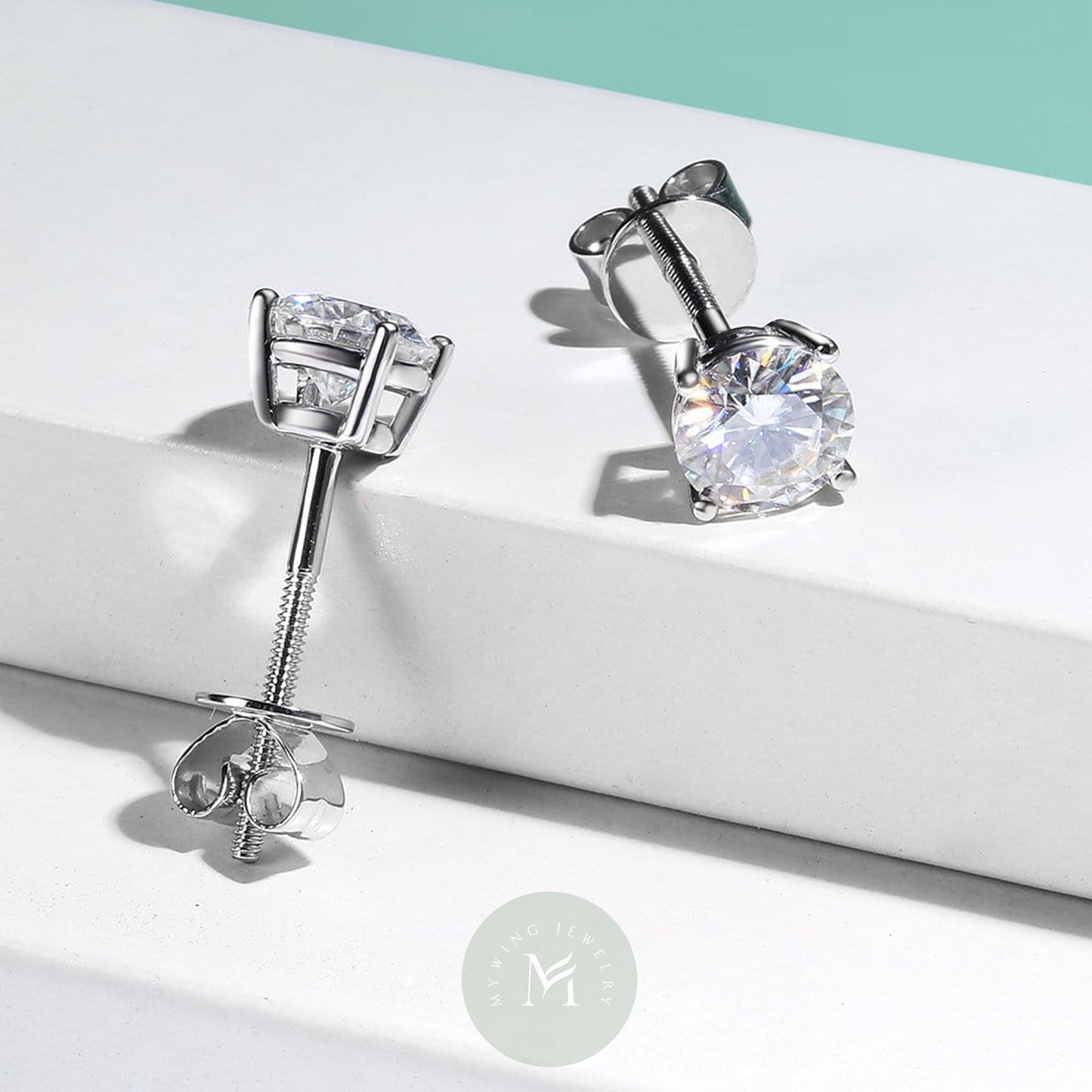 1.5ct*2 Round Moissanite Engagement Earrings
