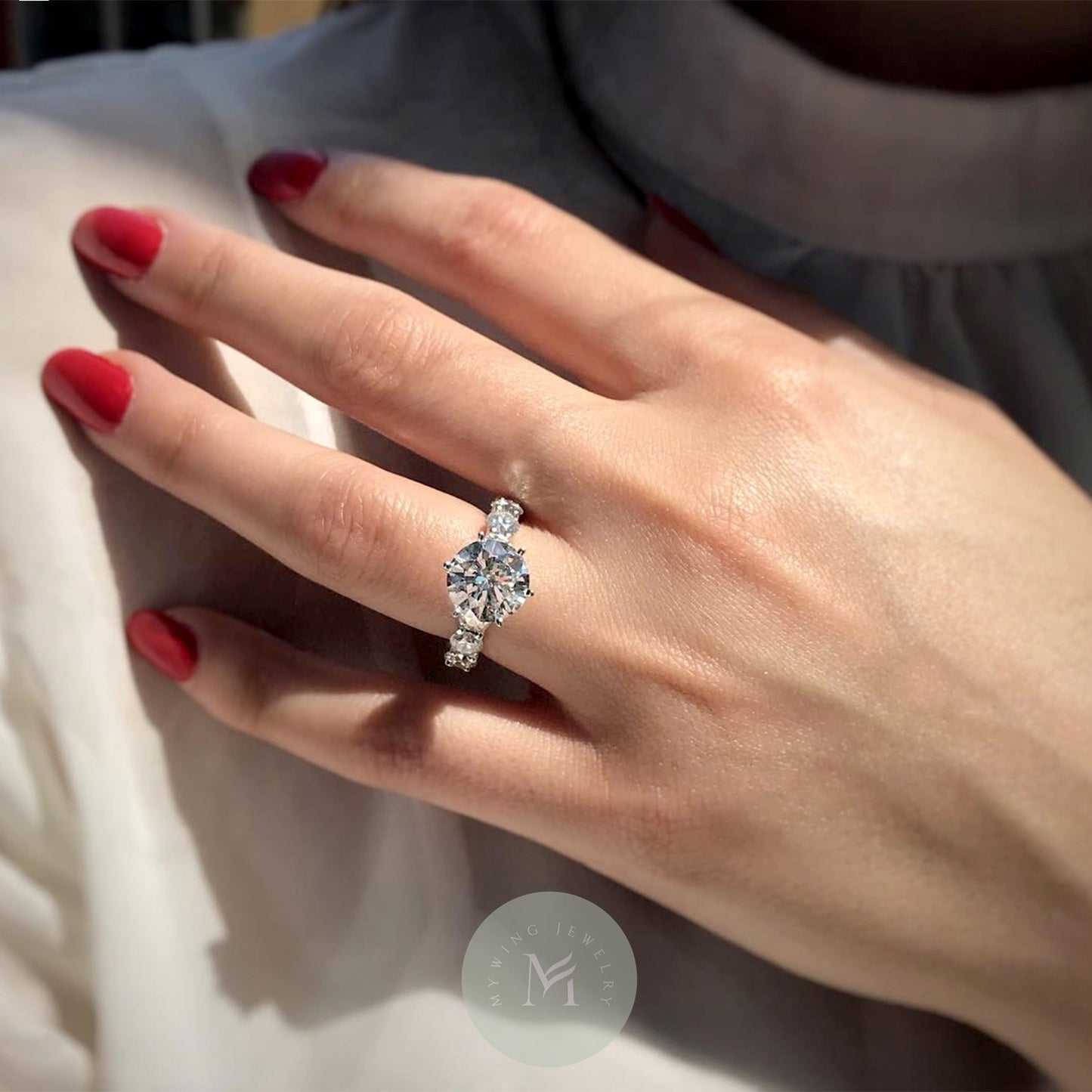 4ct Round Moissanite Engagement Ring