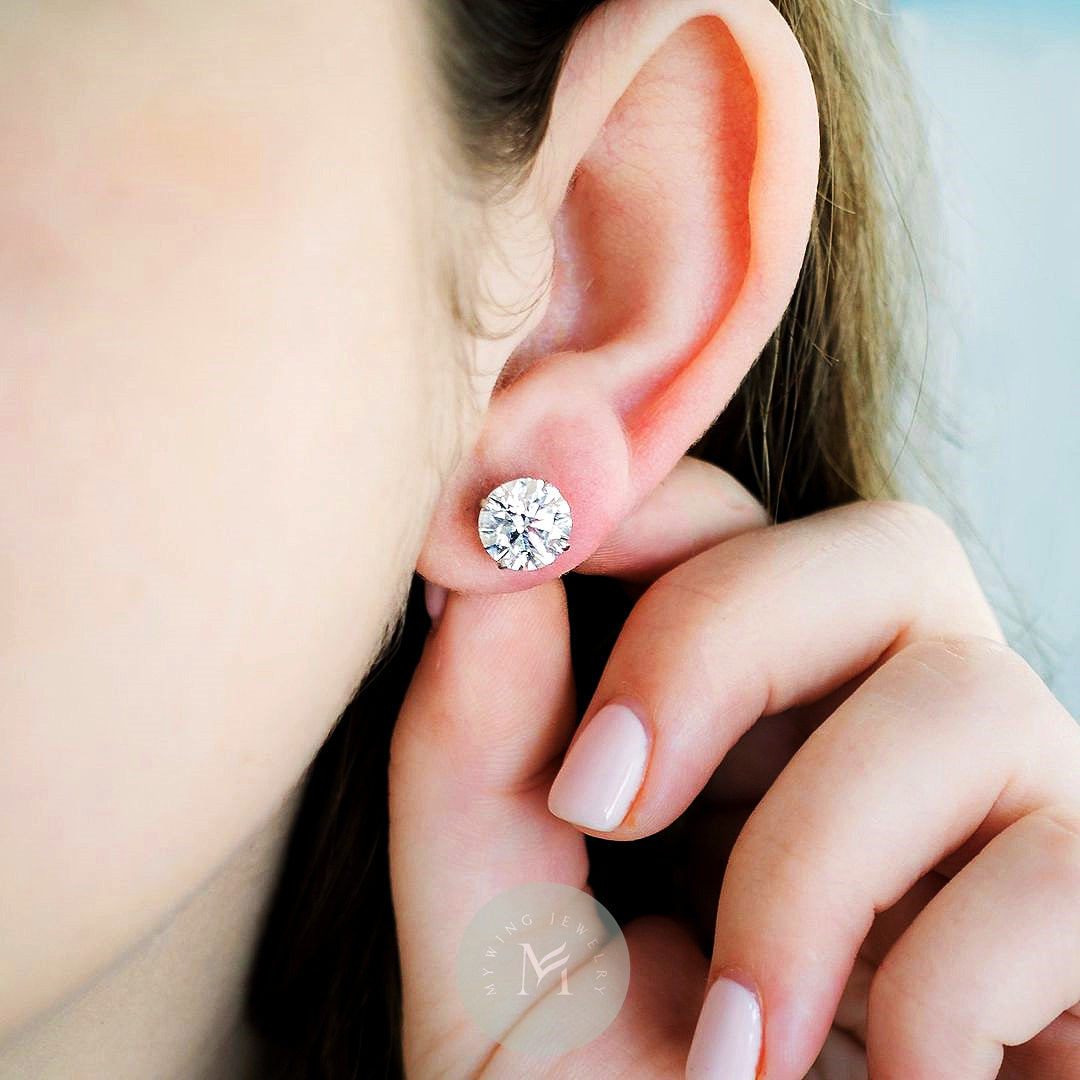 1.5ct*2 Round Moissanite Engagement Earrings