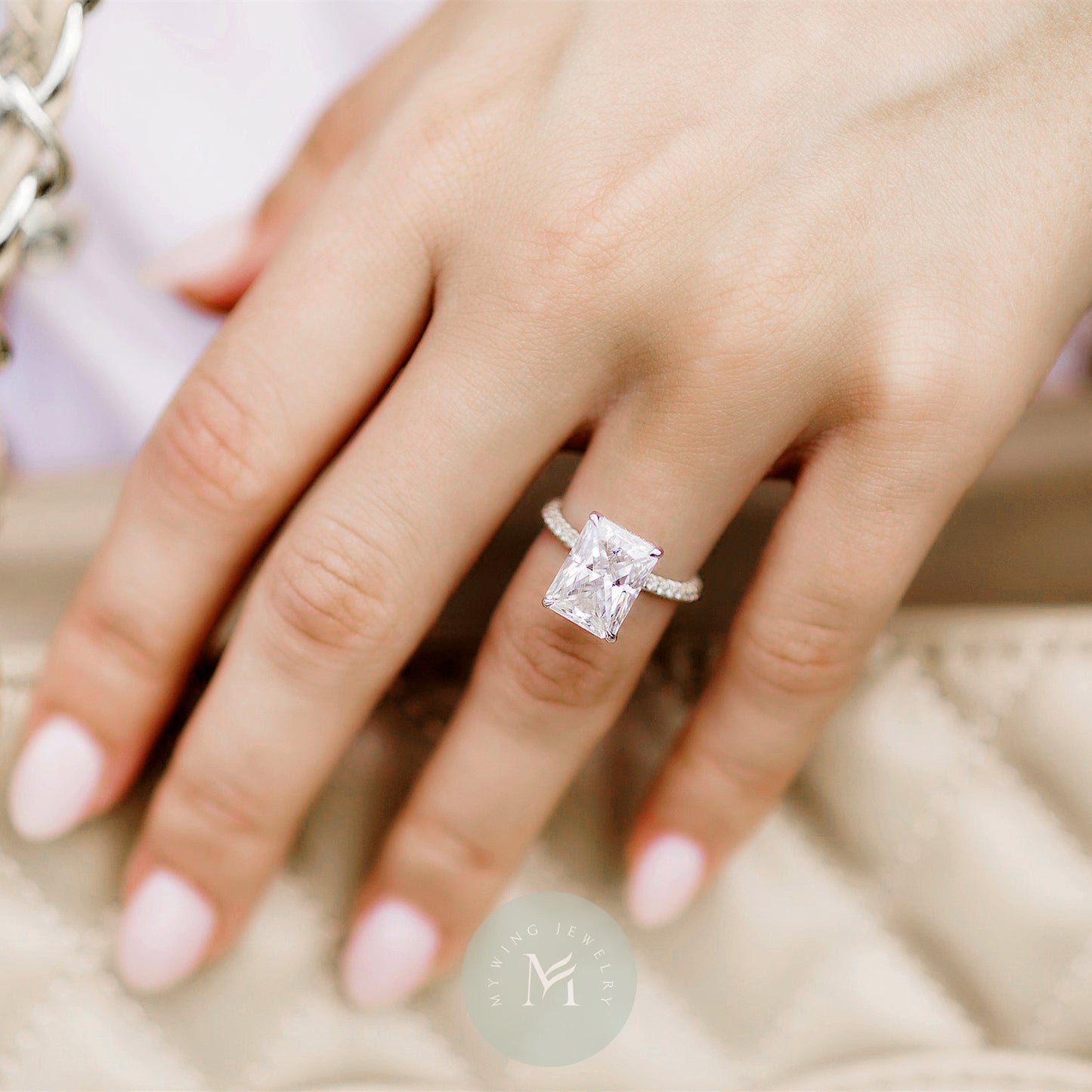 5ct Radiant Moissanite Engagement Ring