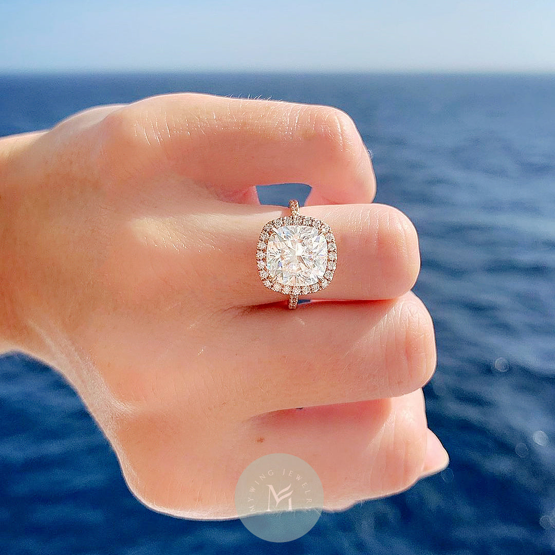 4ct Cushion Moissanite Engagement Ring