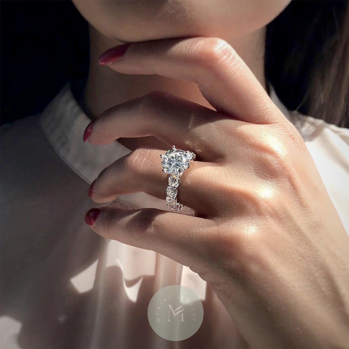 4ct Round Moissanite Engagement Ring