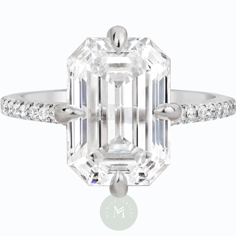 5ct Emerald Moissanite Engagement Ring