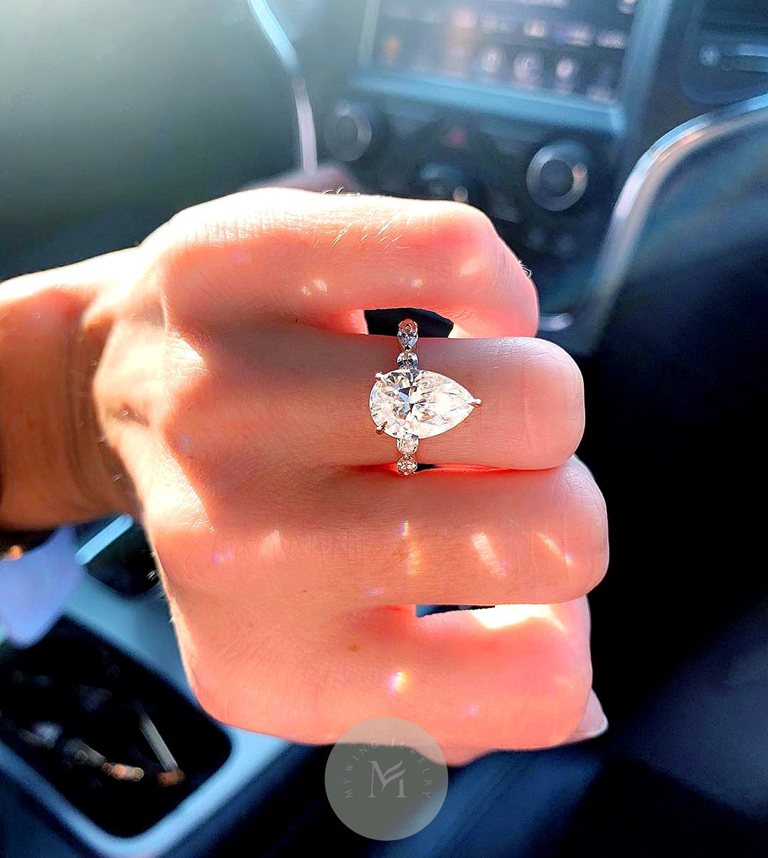 2ct Pear Moissanite Engagement Ring
