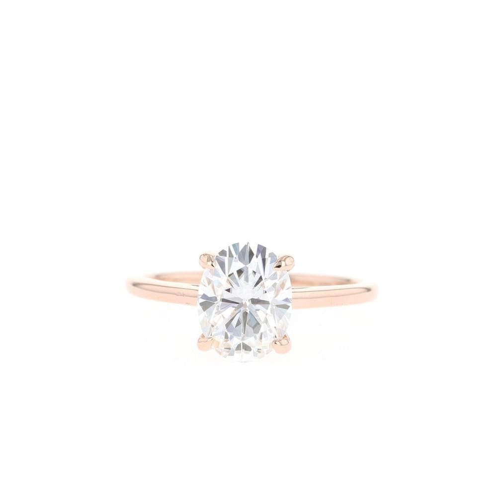 Oval Cut Moissanite 4 Prong Ring with 1 to 3 carats in 9k/10k/14k/18K White Gold, Yellow Gold or Rose Gold
