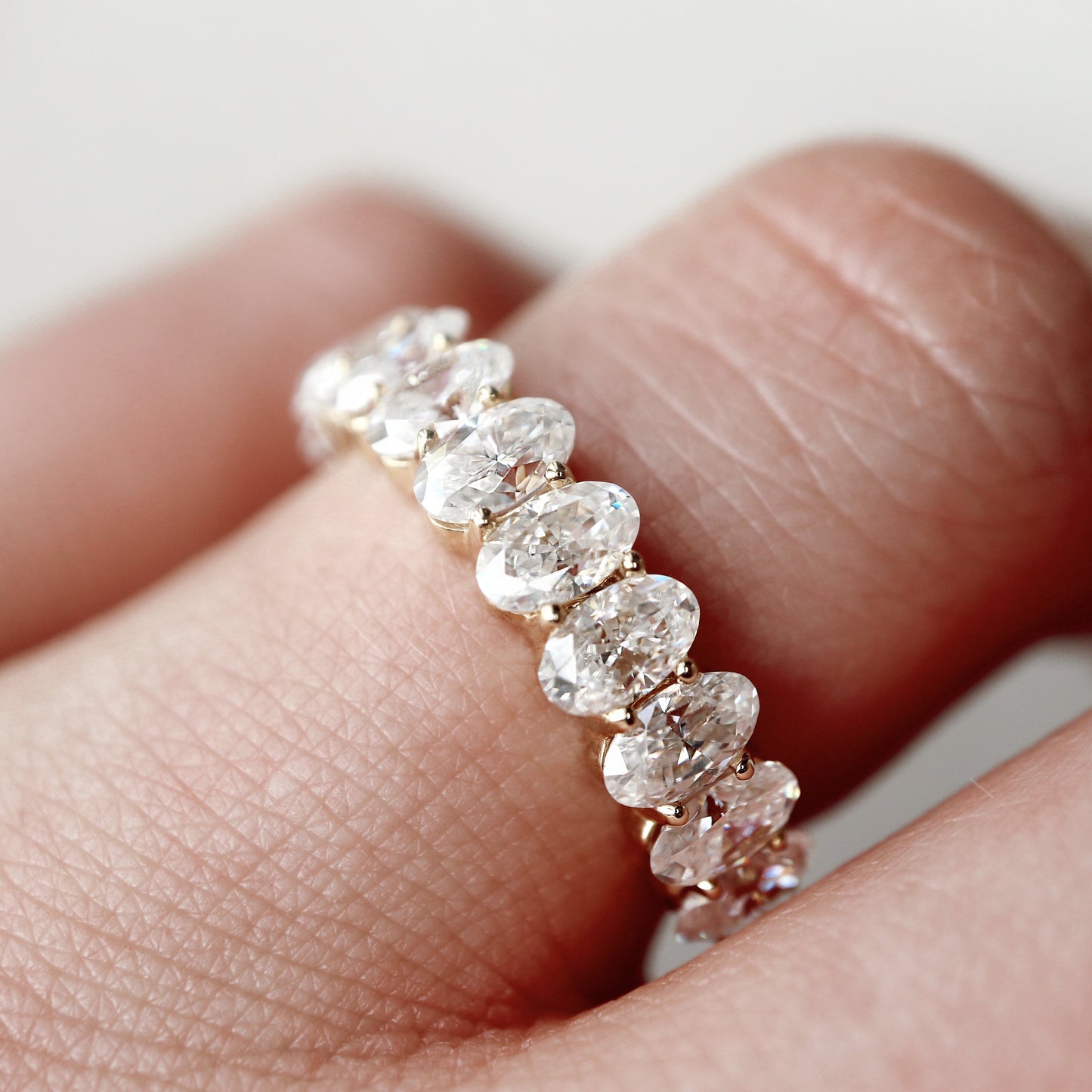 Oval Half Eternity Moissanite Ring 9k/10k/14k/18K White Gold, Yellow Gold or Rose Gold