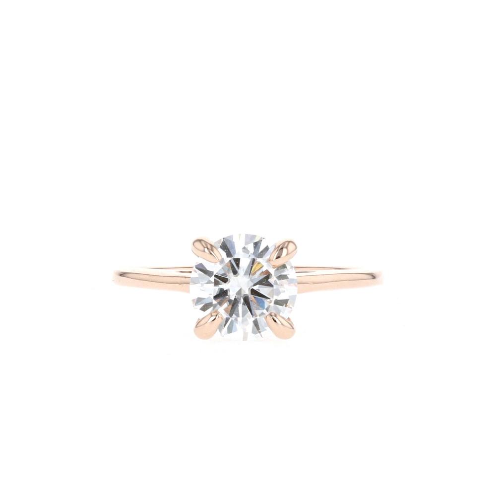 Round Cut Moissanite 4 Prong Petite Comfort Fit Ring with 1 to 3 carats in 9k/10k/14k/18K White Gold, Yellow Gold or Rose Gold