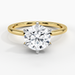 Round Cut Moissanite 6 Prong  Ring with 1 to 3 carats in 9k/10k/14k/18K White Gold, Yellow Gold or Rose Gold