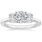 Round Cut Moissanite Three Stone Ring with 1 to 3 carats in 9k/10k/14k/18K White Gold, Yellow Gold or Rose Gold