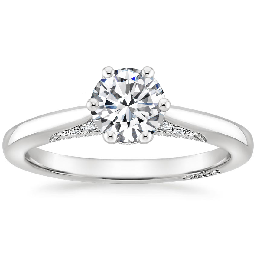 Round Cut Moissanite 6 Prong  Ring with 1 to 3 carats in 9k/10k/14k/18K White Gold, Yellow Gold or Rose Gold