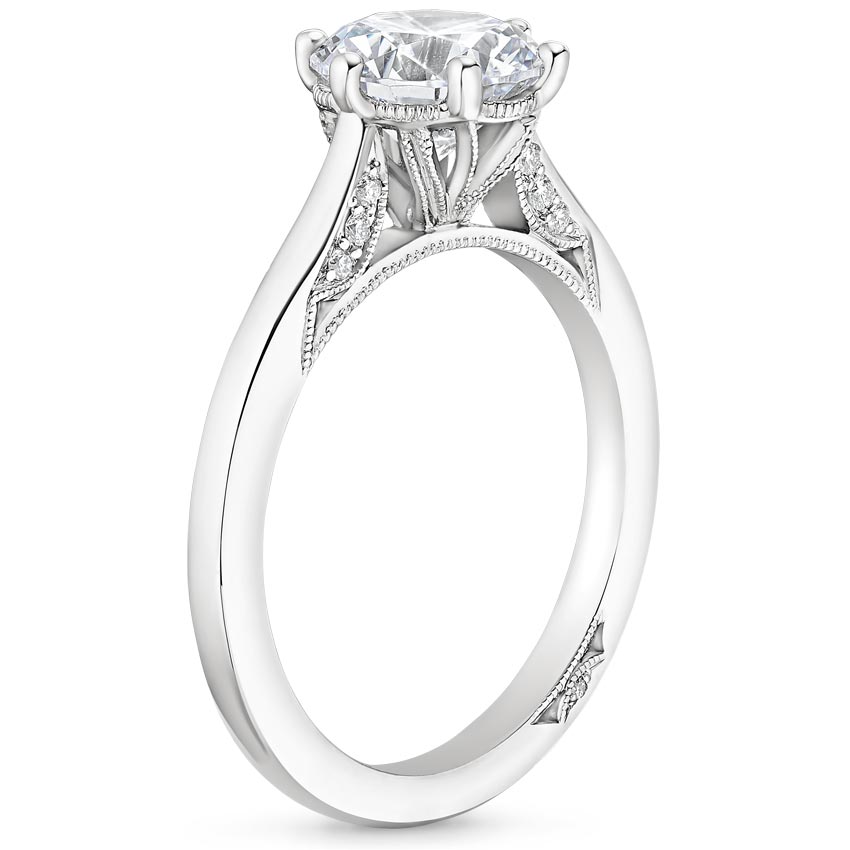 Round Cut Moissanite 6 Prong  Ring with 1 to 3 carats in 9k/10k/14k/18K White Gold, Yellow Gold or Rose Gold
