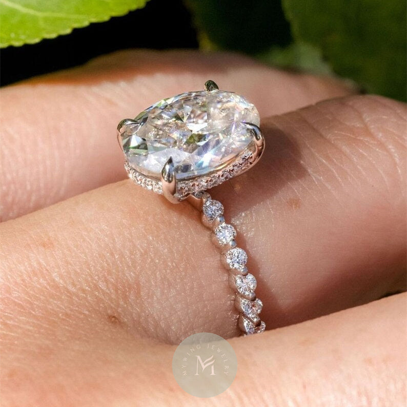 3ct Oval Moissanite Haiden Halo Design Engagement Ring