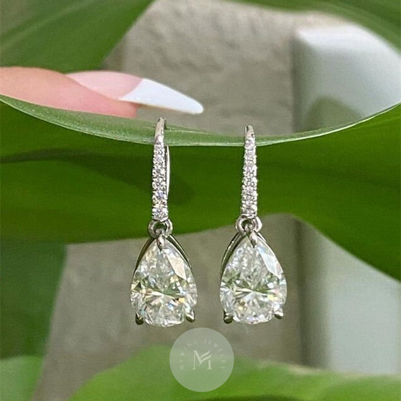 6ct Pear Moissanite Earrings