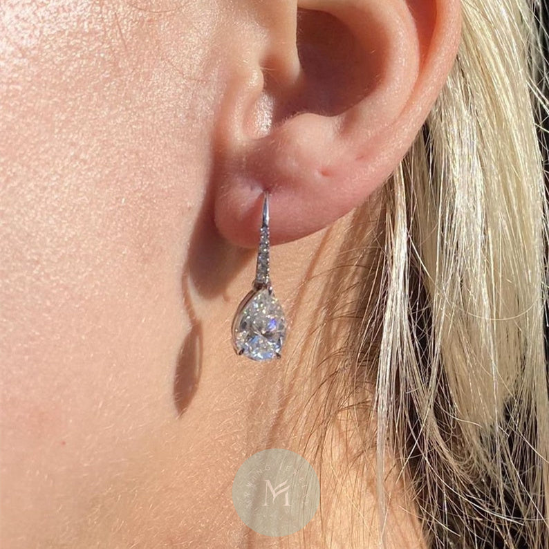 6ct Pear Moissanite Earrings
